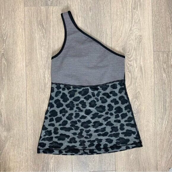 Lululemon Meshed Up Tank Top Mini Pop Stripe Heathered Slate Black  Size 4 - Picture 4 of 13